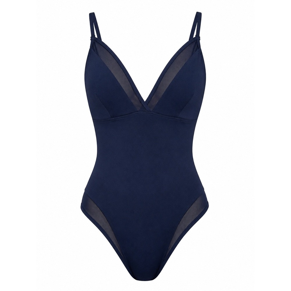 NWT TA3 Mesh One Piece Swim XS Regular/Long Midnight Blue Lace Up Sculpting Swim
